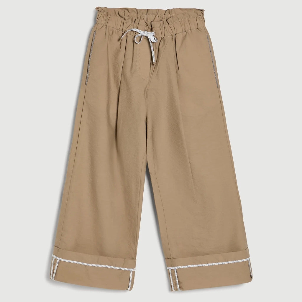 Children's brown drawstring wide leg trousers