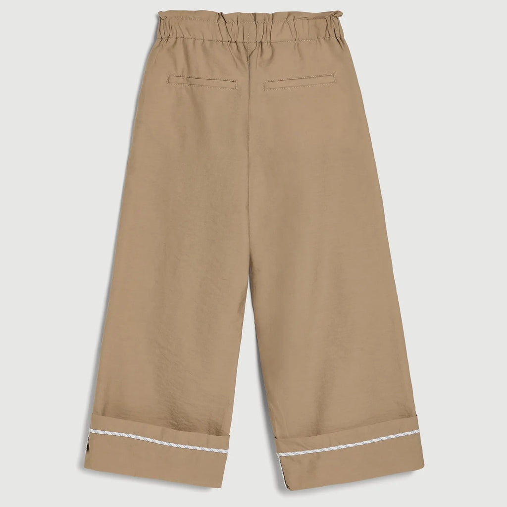 Children's brown drawstring wide leg trousers