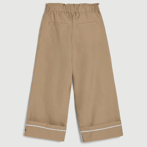 Children's brown drawstring wide leg trousers