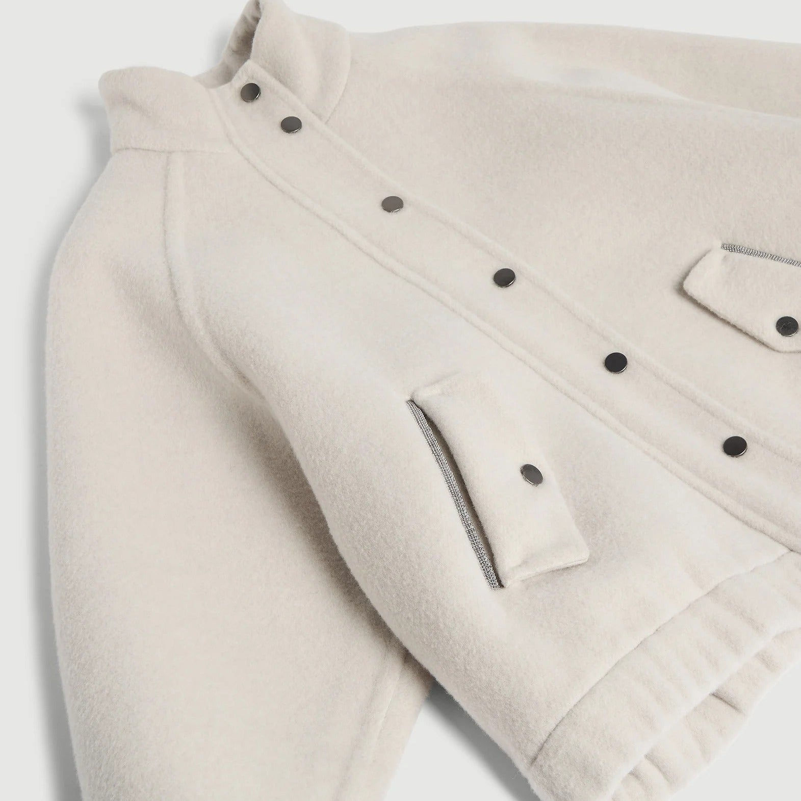 Children's double faced wool cashmere stand collar coat